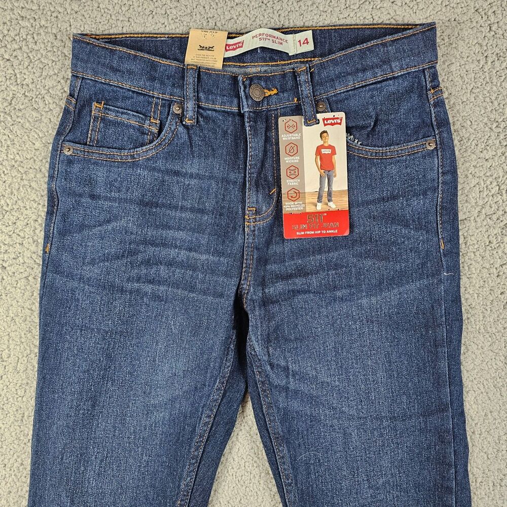 Levis 511 Jeans Youth 14 27x28 Slim Fit Stretch Adjustable Waist Wicking NWT